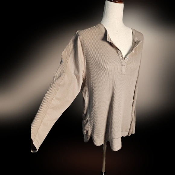 44 Degree North Cotton Blend Long Sleeve Henly with Waffle Knit Size XL Tan - Picture 1 of 14